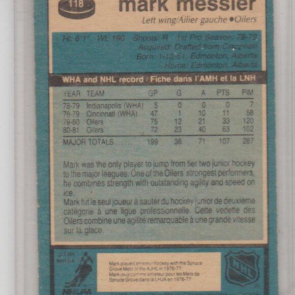 Mark Messie 1981-82 O-Pee-Chee # 118 Edmonton Oilers - Picture 2 of 2